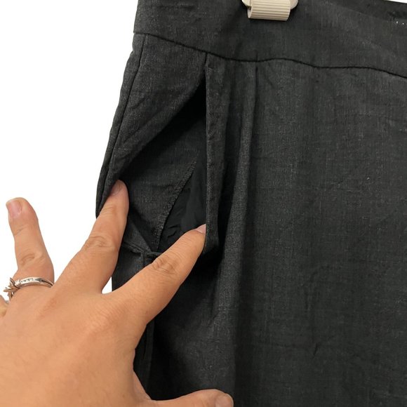 Lafayette 148 NY Womens Charcoal Gray Wide Leg Virgin Wool Trouser Pants 10 - Picture 3 of 6